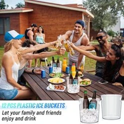 12 Pcs Plastic Ice Buckets With Handle Clear Wine Bucket Round Champagne Bucket Large Wine Cooler Bucket Portable Party Tubs For Drinks Chiller Bin For Beer Bottle With Handles (6.5 X 6.9 X 5.5 Inch) -Wilton Shop 51cM9GvQOwL
