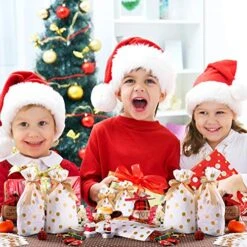 30 Packs Treat Bags With Drawstring Candy Bags, Plastic Favor Bag Drawstring Cookie Bags For Christmas Wedding Party Birthday Engagement Holiday Favor (Gold Polka Dot Print) -Wilton Shop 51cMYkNfTzL