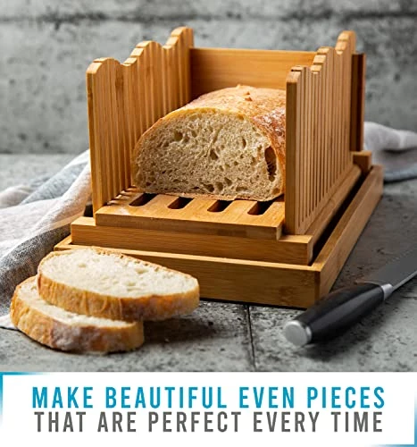Bamboo Bread Slicer For Homemade Bread Loaf – Wooden Bread Cutting Board With Crumble Holder – Foldable, Adjustable And Compact Loaf Cutter – Thin Or Thick Slices 4 Bamboo Bread Slicer For Homemade Bread Loaf – Wooden Bread Cutting Board With Crumble Holder – Foldable, Adjustable And Compact Loaf Cutter – Thin Or Thick Slices - Image 2