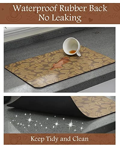 -Coffee Mat-Coffee Bar Accessories-Absorbent Stain Resistant Drying Mat Fit Under Coffee Maker Machine Coffee Pot Tray Espresso Machine-Coffee Station Accessories And Decor-12”x19” 5 -Coffee Mat-Coffee Bar Accessories-Absorbent Stain Resistant Drying Mat Fit Under Coffee Maker Machine Coffee Pot Tray Espresso Machine-Coffee Station Accessories And Decor-12”x19” - Image 3
