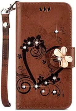 Galaxy Note 9 Case,Shiny Butterfly Rhinestone Emboss Love Floral Pu Leather Diamond Bling Wallet Strap Case With Card Holder Magnetic Flip Cover Compatible With Samsung Galaxy Note 9,rosy -Wilton Shop 51cUiqVHUL. AC