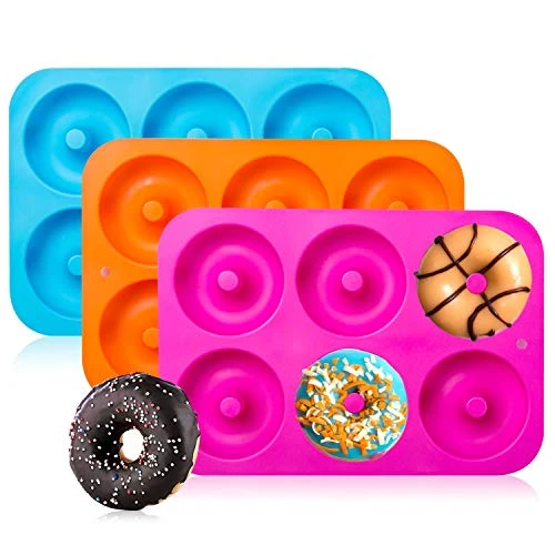 3-Pack Silicone Donut Baking Pan Of 100% Nonstick Silicone. BPA Free Mold Sheet Tray. Makes Perfect 3 Inch Donuts. Tray Measures 10x7 Inches. Easy Clean, Dishwasher Microwave Safe 3 3-Pack Silicone Donut Baking Pan Of 100% Nonstick Silicone. BPA Free Mold Sheet Tray. Makes Perfect 3 Inch Donuts. Tray Measures 10x7 Inches. Easy Clean, Dishwasher Microwave Safe