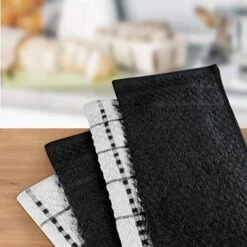 Kitchen Towels [6 Pack],15 X 25 Inches, 100% Ring Spun Cotton Super Soft And Absorbent Dish Towels, Tea Towels And Bar Towels (Black) -Wilton Shop 51cpanzPSpL