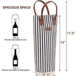 Single Bottle Insulated Wine Tote, 1 Bottle Wine Carrier Bag Padded Wine Cooler Perfect Wine Lover's Or Wedding Gift-Stripe (Srtipe) 8 Single Bottle Insulated Wine Tote, 1 Bottle Wine Carrier Bag Padded Wine Cooler Perfect Wine Lover's Or Wedding Gift-Stripe (Srtipe) -Wilton Shop 51ctDBvckvL