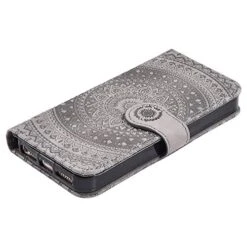 Compatible With Samusng Galaxy S7 Edge Case Emboss Mandala Floral Pu Leather Wallet Strap Case With Card Holder Slots Shockproof Magnetic Kickstand Stand Folio Flip Book Protective Cover,gray -Wilton Shop 51cybGkmJYL