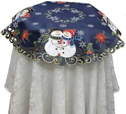 Holiday Christmas Table Runner Embroidered Snowman Snowflake Poinsettia Oval Dresser Scarf Blue Gold (15x34” Blue) Winter Decoration 24 Holiday Christmas Table Runner Embroidered Snowman Snowflake Poinsettia Oval Dresser Scarf Blue Gold (15x34” Blue) Winter Decoration -Wilton Shop 51d qeZyz1L. AC