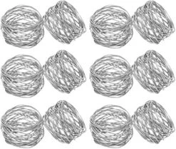 Handmade Round Mesh Napkin Rings Holder For Dinning Table Parties Everyday (Silver, 12) -Wilton Shop 51d2cTHxAFL. AC