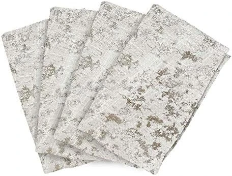 Gold Square Fabric Napkin With Foil Print, 20" 6 Gold Square Fabric Napkin With Foil Print, 20" - Image 4