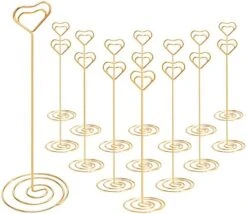 16pcs Place Card Holders, 8.75 Inches Tall Table Number Holders, Gold Picture Holder For Tables With Heart Shaped Clip For Wedding, Photos, Food Signs, Memo Notes, Restaurant, Birthday -Wilton Shop 51d7Uv90dBL. AC
