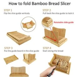 Nature Bamboo Foldable Bread Slicer With Crumb Catcher Tray, Bread Slicing Guide For Homemade Bread & Loaf Cakes, Thickness Adjustable (Knife Not Included) -Wilton Shop 51dCdeU3qyL