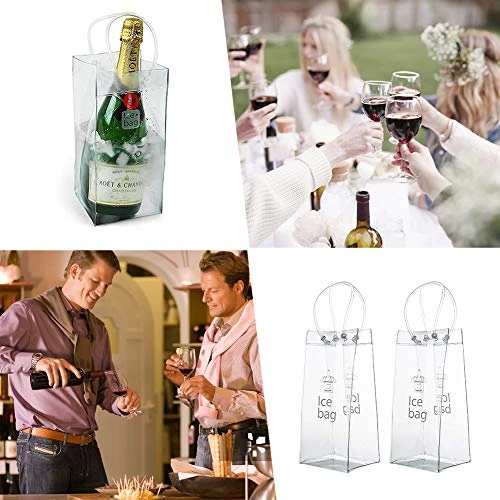 PVC Bottle Cooler, Ice Bag, Cooler Bag, Wine Ice Bag, 4 Pieces, Environmentally Friendly, PVC, Leak-Proof Ice Bag Set, Portable Transparent Wine Bottle Cooler With Handle For Champagne Wine Drinks 8 PVC Bottle Cooler, Ice Bag, Cooler Bag, Wine Ice Bag, 4 Pieces, Environmentally Friendly, PVC, Leak-Proof Ice Bag Set, Portable Transparent Wine Bottle Cooler With Handle For Champagne Wine Drinks - Image 6