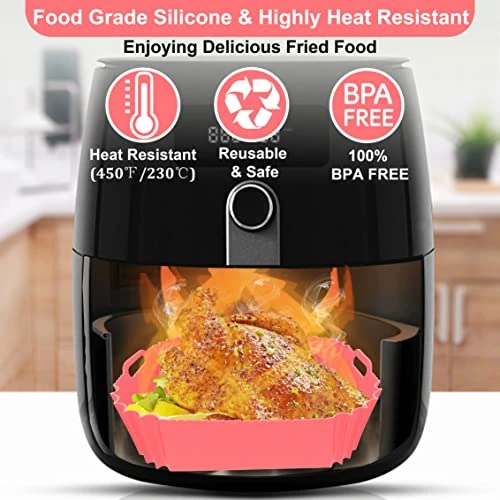 2-Pack Air Fryer Silicone Pots, Dompion Square 8 Inch Food Safe Silicone Basket Liners, Heat Resistant Reusable Easy To Clean Air Fryer Accessories With Heat-proof Gloves For 6QT Or Bigger Air Fryer 4 2-Pack Air Fryer Silicone Pots, Dompion Square 8 Inch Food Safe Silicone Basket Liners, Heat Resistant Reusable Easy To Clean Air Fryer Accessories With Heat-proof Gloves For 6QT Or Bigger Air Fryer - Image 2