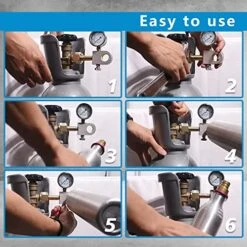 CO2 Refilling Adapter With Pressure Gauge Silver, Soda Exchange Carbonator Refill Quick Adapter Compatible With DUO Terra Art Soda Pink Co2 Cylinder Silver -Wilton Shop 51dUBwSFbFL