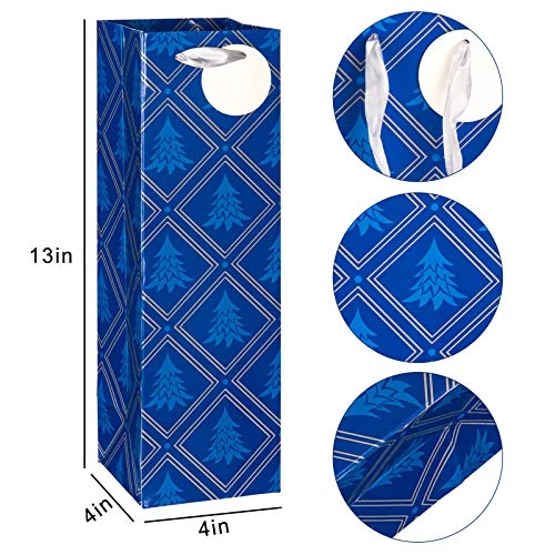 12 Pack Winter Wine Bags Wine Gift Bags With Handle And Tags Blue Snowman Xmas Tree Snowflake Stripe Bottle Bags For Winter Holiday Christmas Party Favor Home Table Decoration, 4 Design 4 12 Pack Winter Wine Bags Wine Gift Bags With Handle And Tags Blue Snowman Xmas Tree Snowflake Stripe Bottle Bags For Winter Holiday Christmas Party Favor Home Table Decoration, 4 Design - Image 2