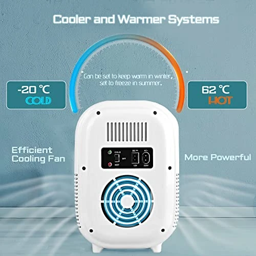 Mini Fridge For Skincare 8 Liter, Portable Cosmetic Fridges With Makeup Mirror, Cool & Hot, AC 110V/ DC 12V, Small Refrigerator For Cosmetics, Food, Bedroom, Car, Office(White - 8L) 4 Mini Fridge For Skincare 8 Liter, Portable Cosmetic Fridges With Makeup Mirror, Cool & Hot, AC 110V/ DC 12V, Small Refrigerator For Cosmetics, Food, Bedroom, Car, Office(White - 8L) - Image 2