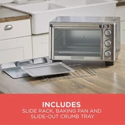Black & Decker 6-Slice Convection Countertop Toaster Oven, Stainless Steel/Black, TO2050S -Wilton Shop 51dbTJu0U6L
