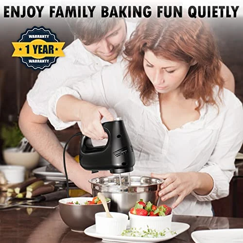 Electric Hand Mixer With Stainless Steel Egg Beater, Dough Hook Attachment And Storage Bag Compact Lightweight Hand Mixer For Baking Cakes, Eggs, Cream Food Mixers. Turbocharged /5 Speed + Eject Button Kitchen Blender 5 Electric Hand Mixer With Stainless Steel Egg Beater, Dough Hook Attachment And Storage Bag Compact Lightweight Hand Mixer For Baking Cakes, Eggs, Cream Food Mixers. Turbocharged /5 Speed + Eject Button Kitchen Blender - Image 3