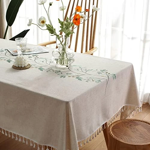 Tablecloth, Rectangle Table Cloth Linen Wrinkle Free Anti-Fading Tablecloths Washable Dust-Proof Table Cover For Kitchen Dinning Party (Rectangle/Oblong, 55''x70'',4-6 Seats, Gray) 10 Tablecloth, Rectangle Table Cloth Linen Wrinkle Free Anti-Fading Tablecloths Washable Dust-Proof Table Cover For Kitchen Dinning Party (Rectangle/Oblong, 55''x70'',4-6 Seats, Gray) - Image 8