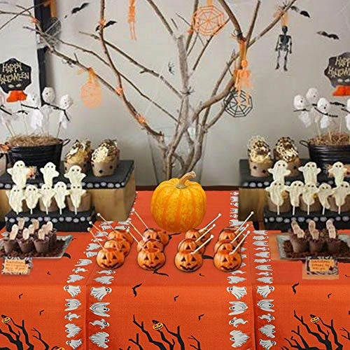 Halloween Table Runner Linen Bats Table Cover, Pumpkin And Ghost Table Runner For Halloween Table Decorations And Scary Movie Nights, 16 × 74 Inch 9 Halloween Table Runner Linen Bats Table Cover, Pumpkin And Ghost Table Runner For Halloween Table Decorations And Scary Movie Nights, 16 × 74 Inch - Image 7