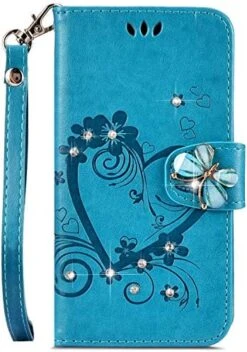 Galaxy Note 9 Case,Shiny Butterfly Rhinestone Emboss Love Floral Pu Leather Diamond Bling Wallet Strap Case With Card Holder Magnetic Flip Cover Compatible With Samsung Galaxy Note 9,rosy -Wilton Shop 51dq1ESBjWL. AC
