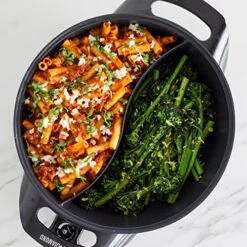 Ceramic Nonstick Split Savor, 5.5QT Electric Skillet Hot Pot With Divider, Dishwasher Safe, Adjustable Temperature Control, PFAS-Free, Blue -Wilton Shop 51drNcMRNkL