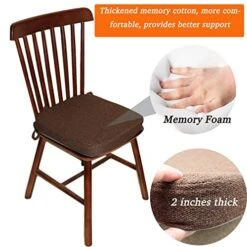 Chair Cushion With Ties For Kitchen Chair - Thick Memory Foam Indoor Seat Pad,Dining Room Cushion With Machine Washable Cover [15 X 15 X 2 Inches] - Dark Brown -Wilton Shop 51dz4EpaKmL