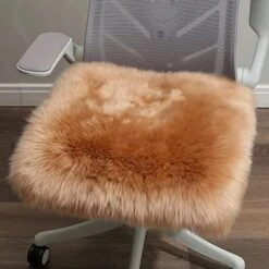 Sheepskin Chair Cushion Non-Slip Back Square Genuine Fur Chair Cover Silky Natural Wool Seat Cushion Pad Soft Area Rugs Carpet For Home Office Restaurant Chair 18x18 Inch (Pack Of 1), Ivory White -Wilton Shop 51e1sBePDVL. AC