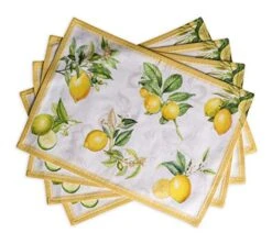 D' Hermine Placemat 100% Cotton Decorative Placemats Washable Cloth Placemats, Home, Wedding, Restaurant, Buffet Party & Camping, Limoncello - Spring/Summer (Set Of 4)