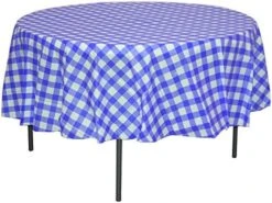 12 Pack Premium Round Plastic Checkered BBQ Tablecloth - Red & White Gingham Checkerboard Disposable Plastic Tablecloth 84 Inch. Round -Wilton Shop 51e9vVMtIL. AC