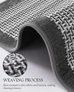 PADOOR Kitchen Rugs Mats Non Skid Washable - 20x47 Inch Kitchen Runners Farmhouse Style,Weave Floor Mats For In Front Of Sink Gray -Wilton Shop 51eJHeX6deL