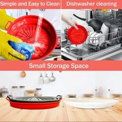 Silicone Air Fryer Liners,7.5in For Air Fryer3to5QT,3-Pack,Air Fryer Silicone Liners Reusable Foldable,Air Fryer Basket,Airfryer Liners Inserts For Oven Microwave Air Fryer Accessories(Red+Black+grey -Wilton Shop 51eOzC0h7hL