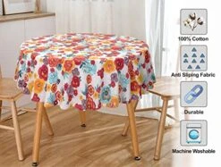 Round Tablecloth 70 Inch, For 3-6 Feet Tables, Round Table Cover Is Stain Resistant, Washable. Perfect For Indoor, Outdoor Tablecloth, Kitchen, Dining, Wedding, Parties, Holiday - Multi Flower -Wilton Shop 51eheu3UmDL