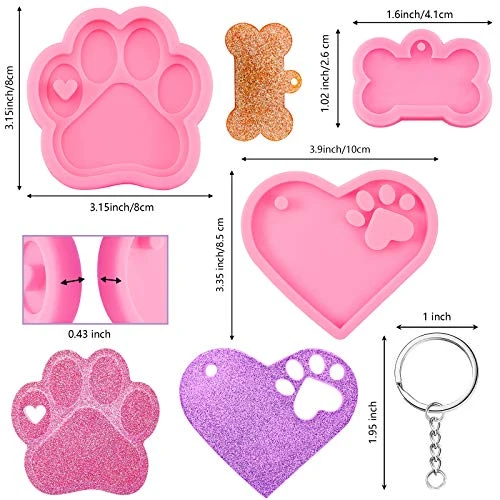 3 Pieces Dog Paw Shaped Heart Dog Paw Print Silicone Keychain Mold With Hole Non-Stick Candy Fondant Mold And 10 Pieces Key Ring For DIY Dog Tag Cake Topper Pudding Desserts Jelly Decoration 3 3 Pieces Dog Paw Shaped Heart Dog Paw Print Silicone Keychain Mold With Hole Non-Stick Candy Fondant Mold And 10 Pieces Key Ring For DIY Dog Tag Cake Topper Pudding Desserts Jelly Decoration