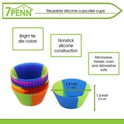 Silicone Cupcake Baking Cups Reusable Muffin Liners Molds For Standard Size Tin - Tie Dye Rainbow Colors Set Of 12 -Wilton Shop 51erkirtebL