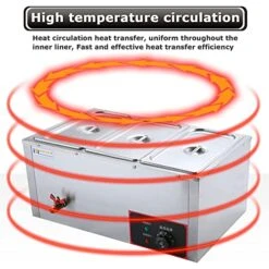 ZANNZA Four-Slot Insulated Soup Pool, Heater Stainless Steel Buffet Heater, Temperature Range 30-85°C, 4-Compartment Soup Warmer, Drain Tap For Catering -Wilton Shop 51exfpx1irL