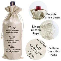 Hostess Gift Wine Gift Bag, Housewarming Gift, Bride And Groom Wine Bags Gift, Bread Salt Wine Bag -Wilton Shop 51f5y8XmXVL