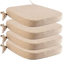 Kitchen Chair Cushions With Ties - High Density Sponge Seat Cushion And Dining Room Chair Pad 17 X 16.5 Inches Non Slip Rubber Back Seat Cover Machine Washable - Beige -Wilton Shop 51f7K1skCYL. AC