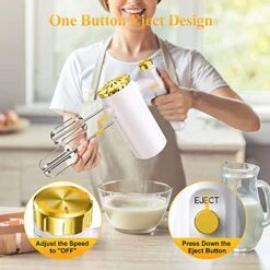 Hand Mixer Electric, 500W Power Handheld Mixer With Continuously Variable Speed Control + Eject Button + 5 Stainless Steel Accessories Kitchen Mixer For Easy Whipping, Baking, Cake -Wilton Shop 51fAoNwvdoL