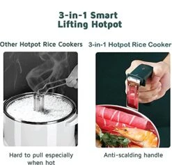Electric Hot Pot, 3L Ramen Rice Cooker, Portable Frying Pan, Electric Pot For Pasta, Steak,Electric Cooker, Over-Heating & Boil Dry Protection -Wilton Shop 51fOR5N40HL