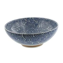 Zen Table Japan Large 51 Oz Wide Mouth Ramen Noodle, Udon, Pasta, Soup, Donburi Bowl/Serving Bowl Blue And White Octopus Arabesque (Kosome Tako Karakusa) -Made In Japan