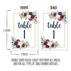 1-25 Burgundy Floral Table Number Double Sided Signs For Wedding Reception, Restaurant Birthday Party Set Calligraphy Printed Numbered Card Centerpiece Decoration Setting Reusable Frame Stand 4x6 Size 9 1-25 Burgundy Floral Table Number Double Sided Signs For Wedding Reception, Restaurant Birthday Party Set Calligraphy Printed Numbered Card Centerpiece Decoration Setting Reusable Frame Stand 4x6 Size -Wilton Shop 51fV3p0imHL