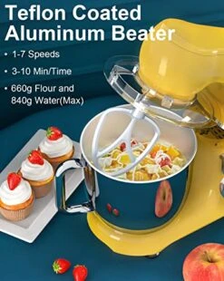 Angel Electric Stand Mixer, 5.5 Quarts, Dough Hook, Flat Beater, Wire Whisk Attachments, 10+P Speeds With Splash Guard, Yellow With DIY STICKERS 18 Angel Electric Stand Mixer, 5.5 Quarts, Dough Hook, Flat Beater, Wire Whisk Attachments, 10+P Speeds With Splash Guard, Yellow With DIY STICKERS -Wilton Shop 51fXctS0oCL