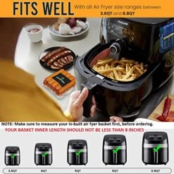 KIRANDAS Air Fryer Silicone Pots With Square Liner, Pan Holders, Heat Resistant Tipped Tongs, And Magnetic Cooking Cheat Sheets, For 3.6 To 6.8 Qt. Square Fryers, Non-Stick Food Safe Accessories 8 KIRANDAS Air Fryer Silicone Pots With Square Liner, Pan Holders, Heat Resistant Tipped Tongs, And Magnetic Cooking Cheat Sheets, For 3.6 To 6.8 Qt. Square Fryers, Non-Stick Food Safe Accessories -Wilton Shop 51fc0KD9J6L