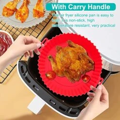 2 Pieces Air Fryer Silicone Baking Tray, Air Fryer Silicone Pot With Anti-scalding Hand Clip, Air Fryer Liners Reusable, For Air Fryer Accessories, Microwave, Oven -Wilton Shop 51fgujOWzFL