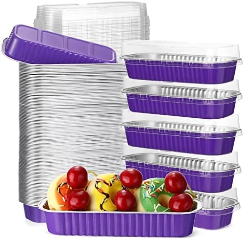 100 Pcs Aluminum Foil Baking Cups 6.8 Oz Mini Loaf Pans With Lids Disposable Rectangle Aluminum Baking Pans Ramekins Muffin Baking Tins Containers Holders For Bread Brownie Cake Cheesecake (Green) 8 100 Pcs Aluminum Foil Baking Cups 6.8 Oz Mini Loaf Pans With Lids Disposable Rectangle Aluminum Baking Pans Ramekins Muffin Baking Tins Containers Holders For Bread Brownie Cake Cheesecake (Green) - Image 6