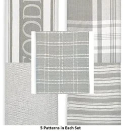 Everyday Collection Foodie Kitchen Set, Dishtowel & Dishcloth, Light Gray, 5 Piece