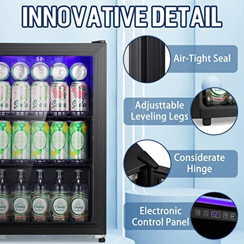 Beverage Refrigerator Cooler - Mini Fridge Soda Or Beer, Wine Or Champagne Cooler For Home/Bar/Office,Adjust Temperature With Glass Door,Shelves,Black Touch Control Panel,2.4Cu.Ft…… 6 Beverage Refrigerator Cooler - Mini Fridge Soda Or Beer, Wine Or Champagne Cooler For Home/Bar/Office,Adjust Temperature With Glass Door,Shelves,Black Touch Control Panel,2.4Cu.Ft…… - Image 4