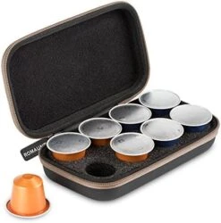 Protective Carrying Case For Nespresso & Compatible Capsules Portable Espresso Maker Coffee Pod Holder PU Material Hard Shell Portable Grey(2 Pack, 4 Pods,8 Pods) -Wilton Shop 51fytKks2 L. AC