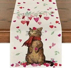 Cat Branches Leaves Heart Mother's Day Table Runner, Seasonal Holiday Kitchen Dining Table Decoration For Indoor Outdoor Home Party Decor 13 X 72 Inch -Wilton Shop 51g6SJ0AlL. AC 1