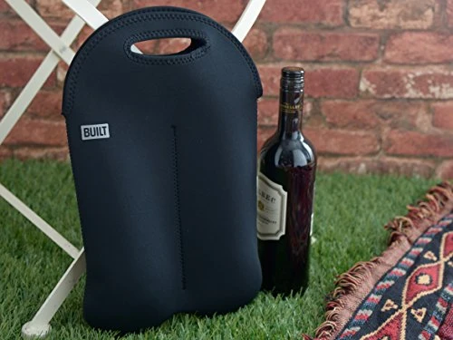 2-Bottle Stain Resistant Neoprene Wine/Water Bottle Carry Tote, Black 4 2-Bottle Stain Resistant Neoprene Wine/Water Bottle Carry Tote, Black - Image 2